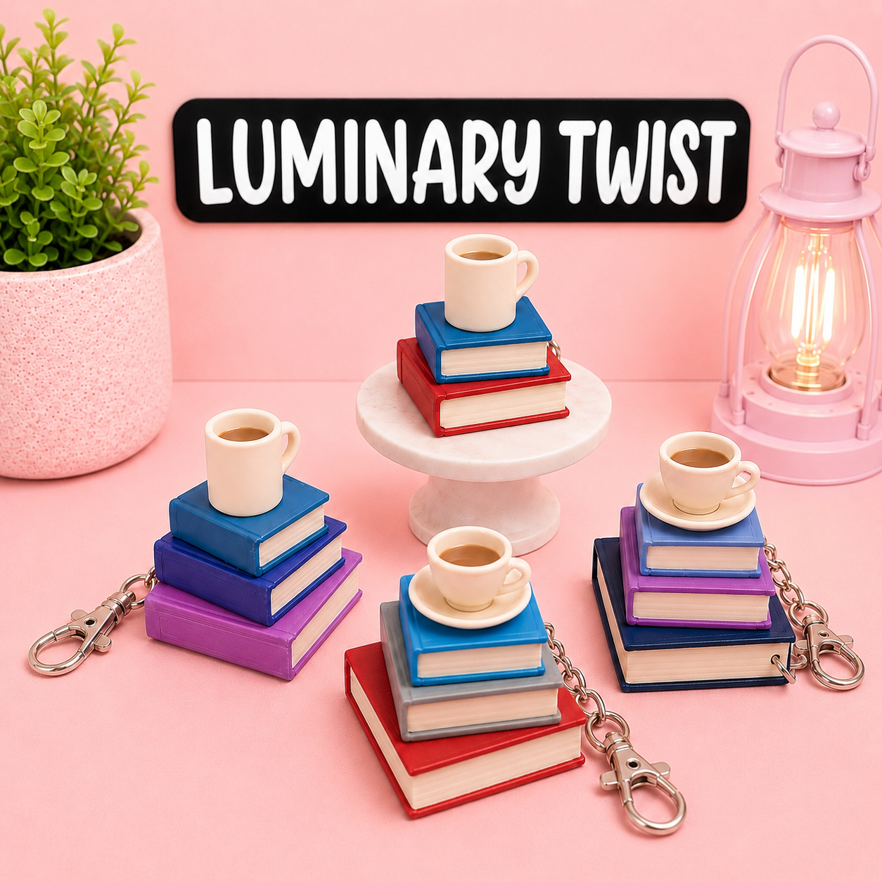 Stack of Books Clicker Keychain