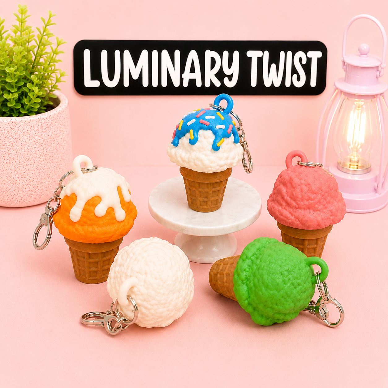 Ice Cream Cone Clicky Keychain