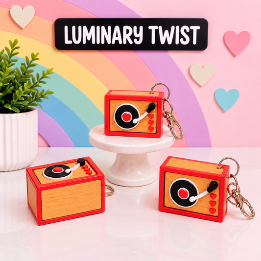 Vintage Record Player Clicker Keychain