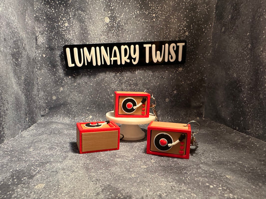 Vintage Record Player Clicker Keychain